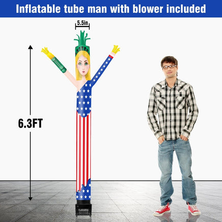 6FT Independence Day Statue of Liberty Inflatable Tube Man with Blower (5.5'' Diameter) and Built - in LED - goodeny