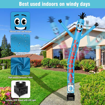 6FT Laundromat Inflatable Tube Man with Blower (5.5'' Diameter) and Built - in LED - goodeny