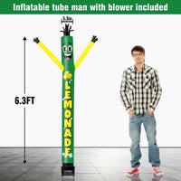 6FT Lemonade Inflatable Tube Man with Blower (5.5'' Diameter) and Built - in LED - goodeny