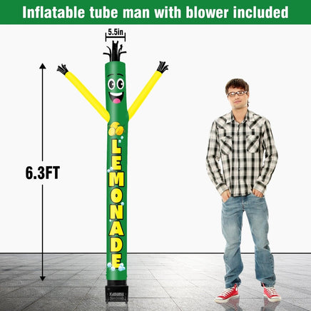 6FT Lemonade Inflatable Tube Man with Blower (5.5'' Diameter) and Built - in LED - goodeny