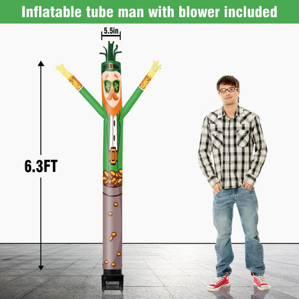 6FT Leprechaun Inflatable Tube Man with Blower (5.5'' Diameter) and Built - in LED - goodeny