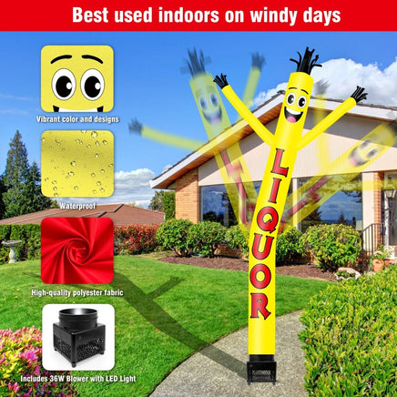 6FT Liquor Yellow Inflatable Tube Man with Blower (5.5'' Diameter) and Built - in LED - goodeny