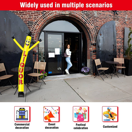 6FT Liquor Yellow Inflatable Tube Man with Blower (5.5'' Diameter) and Built - in LED - goodeny