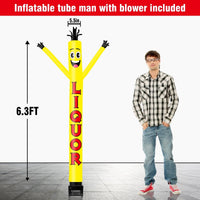 6FT Liquor Yellow Inflatable Tube Man with Blower (5.5'' Diameter) and Built - in LED - goodeny