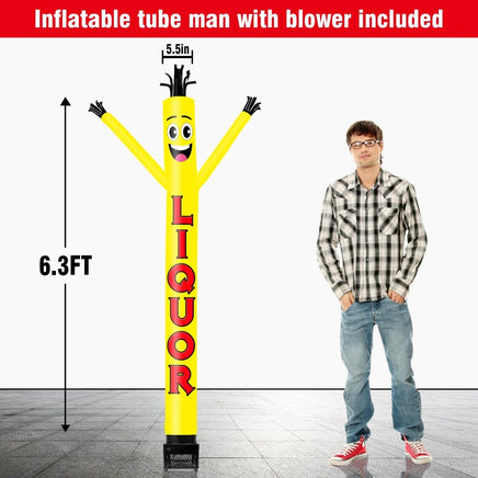 6FT Liquor Yellow Inflatable Tube Man with Blower (5.5'' Diameter) and Built - in LED - goodeny
