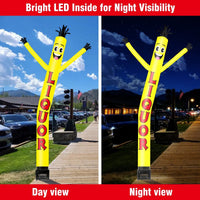 6FT Liquor Yellow Inflatable Tube Man with Blower (5.5'' Diameter) and Built - in LED - goodeny
