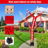 6FT Merry Christmas Inflatable Tube Man with Blower (5.5'' Diameter) and Built - in LED - goodeny