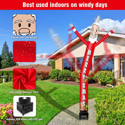 6FT Merry Christmas Inflatable Tube Man with Blower (5.5'' Diameter) and Built - in LED - goodeny
