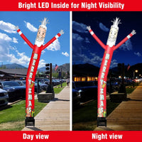 6FT Merry Christmas Inflatable Tube Man with Blower (5.5'' Diameter) and Built - in LED - goodeny