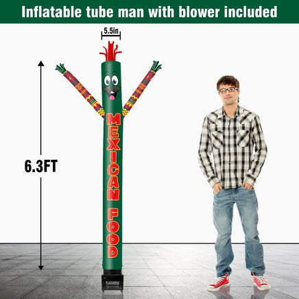 6FT Mexican Food Inflatable Tube Man with Blower (5.5'' Diameter) and Built - in LED - goodeny