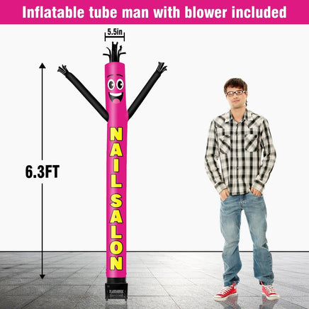 6FT Nail Salon Inflatable Tube Man with Blower (5.5'' Diameter) and Built - in LED - goodeny