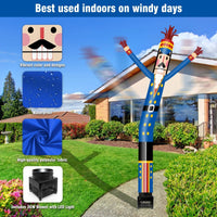 6FT Nutcracker Blue Inflatable Tube Man with Blower (5.5'' Diameter) and Built - in LED - goodeny