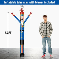6FT Nutcracker Blue Inflatable Tube Man with Blower (5.5'' Diameter) and Built - in LED - goodeny