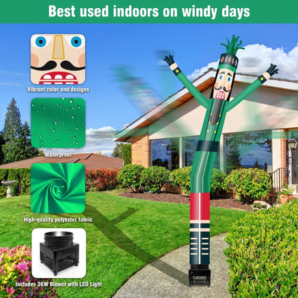 6FT Nutcracker Green Inflatable Tube Man with Blower (5.5'' Diameter) and Built - in LED - goodeny