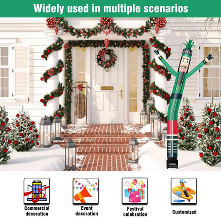 6FT Nutcracker Green Inflatable Tube Man with Blower (5.5'' Diameter) and Built - in LED - goodeny