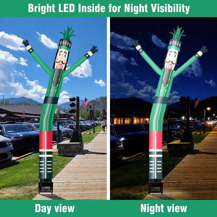 6FT Nutcracker Green Inflatable Tube Man with Blower (5.5'' Diameter) and Built - in LED - goodeny