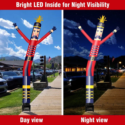 6FT Nutcracker Red Inflatable Tube Man with Blower (5.5'' Diameter) and Built - in LED - goodeny