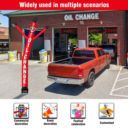 6FT Oil Change Inflatable Tube Man with Blower (5.5'' Diameter) and Built - in LED - goodeny