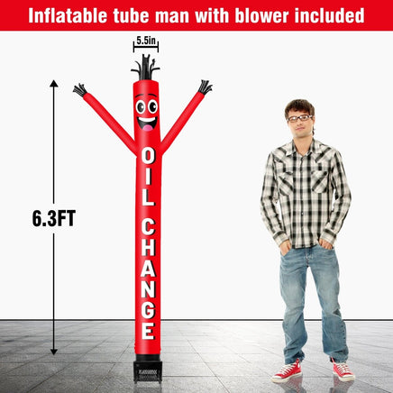 6FT Oil Change Inflatable Tube Man with Blower (5.5'' Diameter) and Built - in LED - goodeny