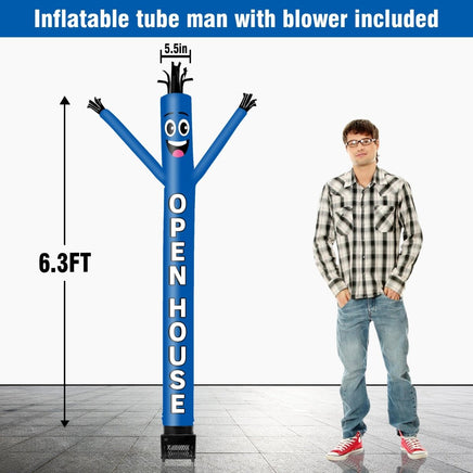 6FT Open House Blue Inflatable Tube Man with Blower (5.5'' Diameter) and Built - in LED - goodeny