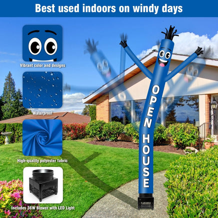 6FT Open House Blue Inflatable Tube Man with Blower (5.5'' Diameter) and Built - in LED - goodeny