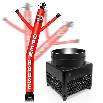 6FT Open House Red Inflatable Tube Man with Blower (5.5'' Diameter) and Built - in LED - goodeny