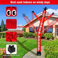 6FT Open House Red Inflatable Tube Man with Blower (5.5'' Diameter) and Built - in LED - goodeny