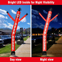 6FT Open House Red Inflatable Tube Man with Blower (5.5'' Diameter) and Built - in LED - goodeny