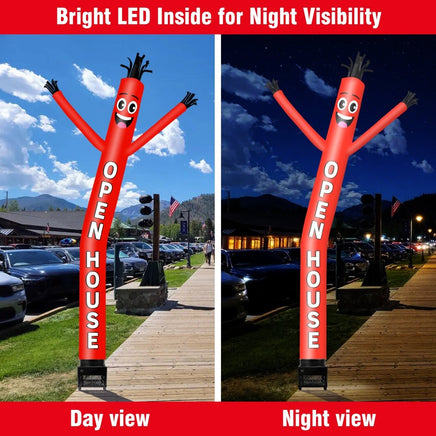 6FT Open House Red Inflatable Tube Man with Blower (5.5'' Diameter) and Built - in LED - goodeny