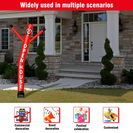 6FT Open House Red Inflatable Tube Man with Blower (5.5'' Diameter) and Built - in LED - goodeny