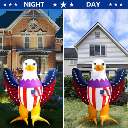 6FT Patriotic Inflatable Bald Eagle with LED Lights – 4th of July Yard Decoration - goodeny