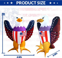 6FT Patriotic Inflatable Bald Eagle with LED Lights – 4th of July Yard Decoration - goodeny
