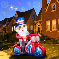 6FT Patriotic Uncle Sam Inflatable with LED Lights – Holiday Lawn Decoration - goodeny