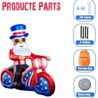 6FT Patriotic Uncle Sam Inflatable with LED Lights – Holiday Lawn Decoration - goodeny