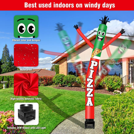 6FT Pizza Inflatable Tube Man with Blower (5.5'' Diameter) and Built - in LED - goodeny