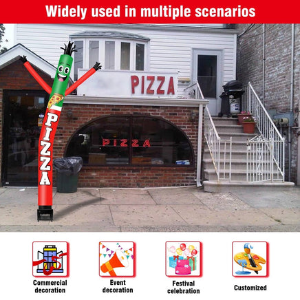 6FT Pizza Inflatable Tube Man with Blower (5.5'' Diameter) and Built - in LED - goodeny