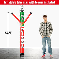 6FT Pizza Inflatable Tube Man with Blower (5.5'' Diameter) and Built - in LED - goodeny