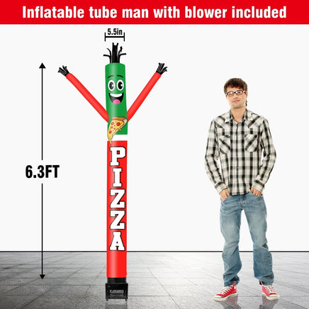 6FT Pizza Inflatable Tube Man with Blower (5.5'' Diameter) and Built - in LED - goodeny