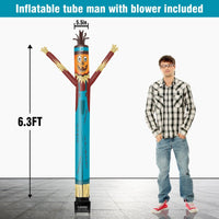 6FT Pumpkin Scarecrow Inflatable Tube Man with Blower (5.5'' Diameter) and Built - in LED - goodeny