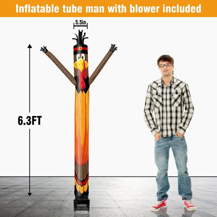 6FT Pumpkin Turkey Inflatable Tube Man with Blower (5.5'' Diameter) and Built - in LED - goodeny