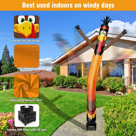 6FT Pumpkin Turkey Inflatable Tube Man with Blower (5.5'' Diameter) and Built - in LED - goodeny