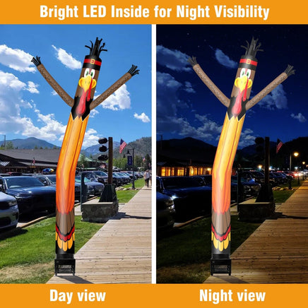 6FT Pumpkin Turkey Inflatable Tube Man with Blower (5.5'' Diameter) and Built - in LED - goodeny
