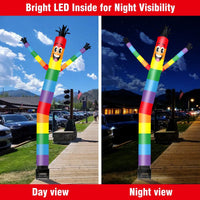6FT Rainbow 2 Inflatable Tube Man with Blower (5.5'' Diameter) and Built - in LED - goodeny
