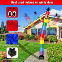 6FT Rainbow 2 Inflatable Tube Man with Blower (5.5'' Diameter) and Built - in LED - goodeny