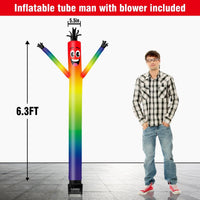 6FT Rainbow Inflatable Tube Man with Blower (5.5'' Diameter) and Built - in LED - goodeny