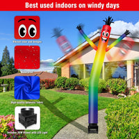6FT Rainbow Inflatable Tube Man with Blower (5.5'' Diameter) and Built - in LED - goodeny