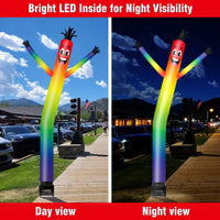 6FT Rainbow Inflatable Tube Man with Blower (5.5'' Diameter) and Built - in LED - goodeny