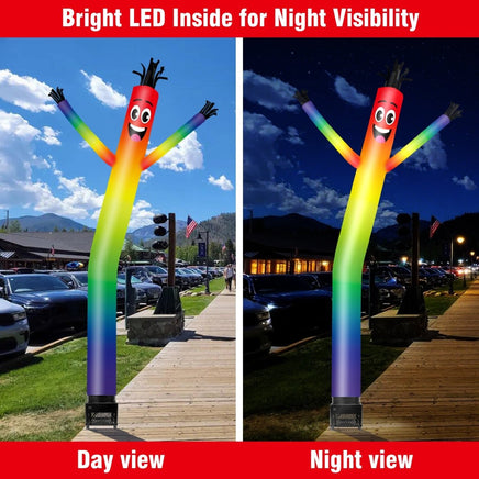 6FT Rainbow Inflatable Tube Man with Blower (5.5'' Diameter) and Built - in LED - goodeny