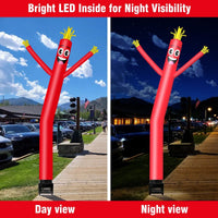 6FT Red Inflatable Tube Man with Blower (5.5'' Diameter) and Built - in LED - goodeny
