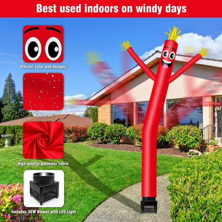 6FT Red Inflatable Tube Man with Blower (5.5'' Diameter) and Built - in LED - goodeny